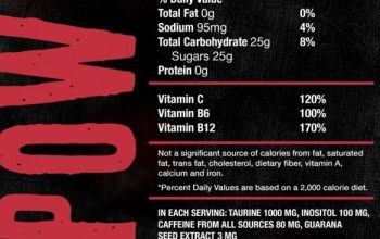 Nutrition facts of a four loko