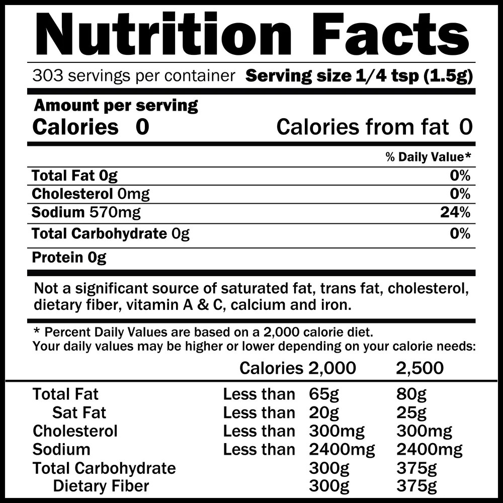 Frontier pink himalayan salt nutrition facts